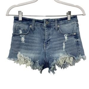 Mossimo‎ Jean Denim Super Shorts Cut Offs 0 25 Distressed Exposed Pocket